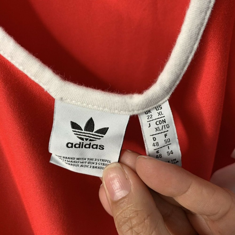 Adidas Red White 3 Stripe Bodysuit Size XL - Picture 5 of 5